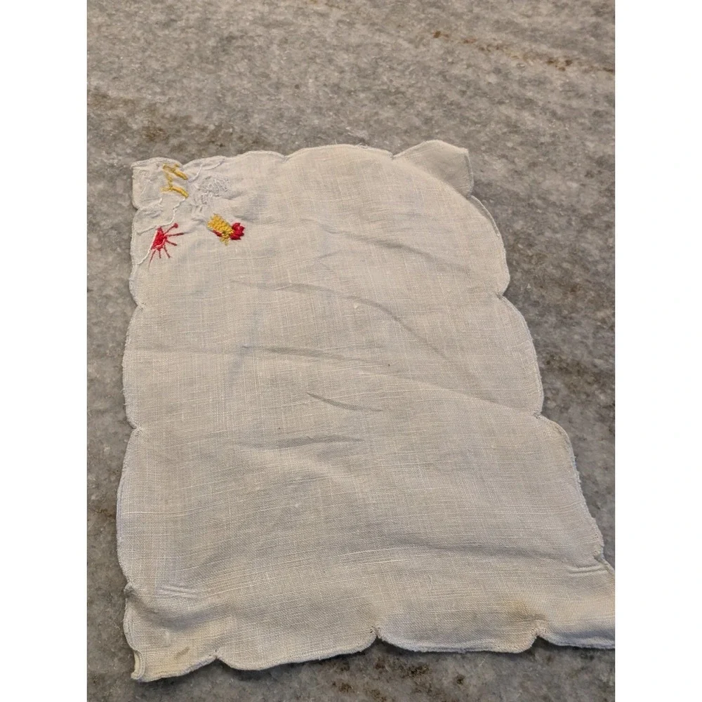 Cocktail Napkin Rooster Vintage Embroidered, No Stains